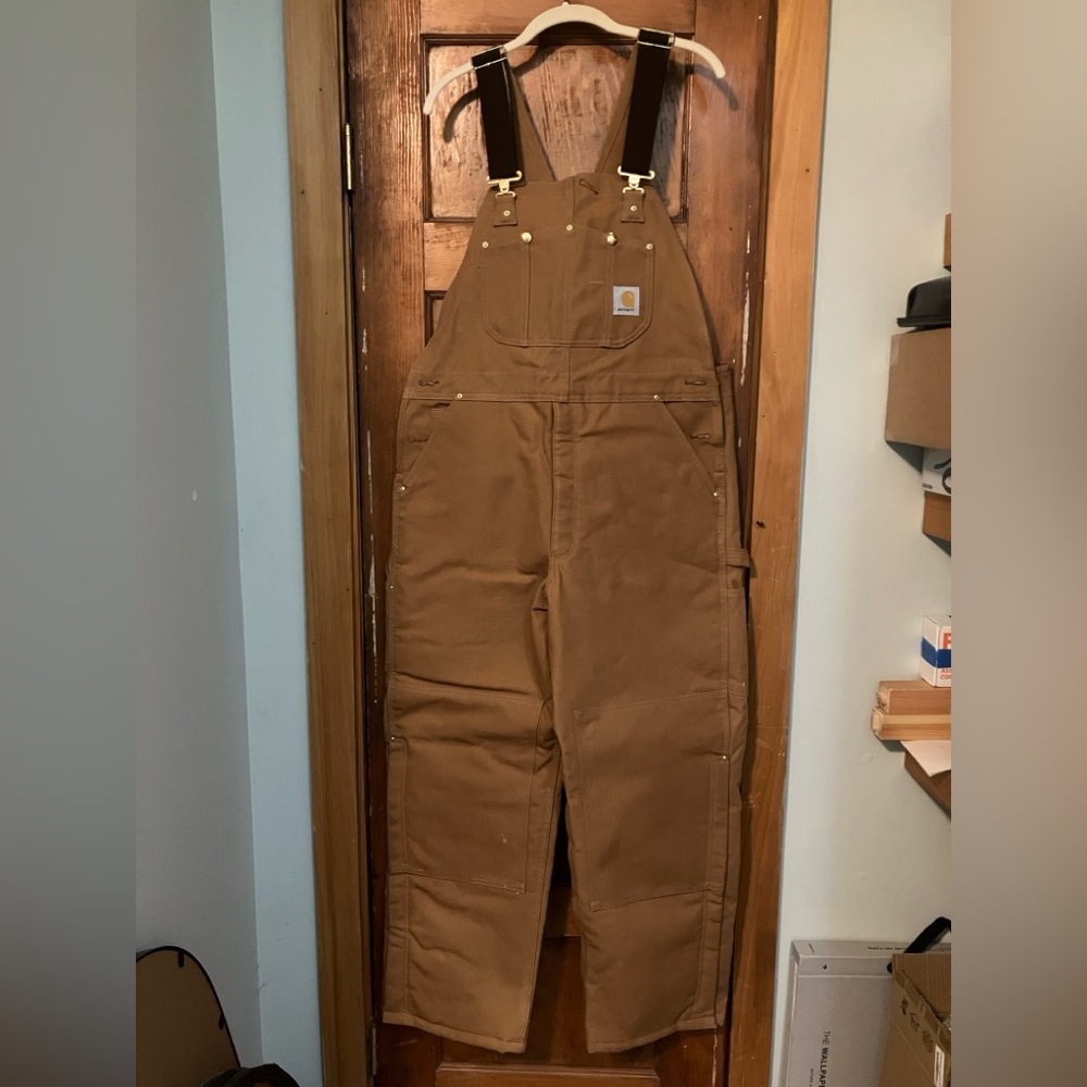 Carhartt Tan Overalls with Black Straps